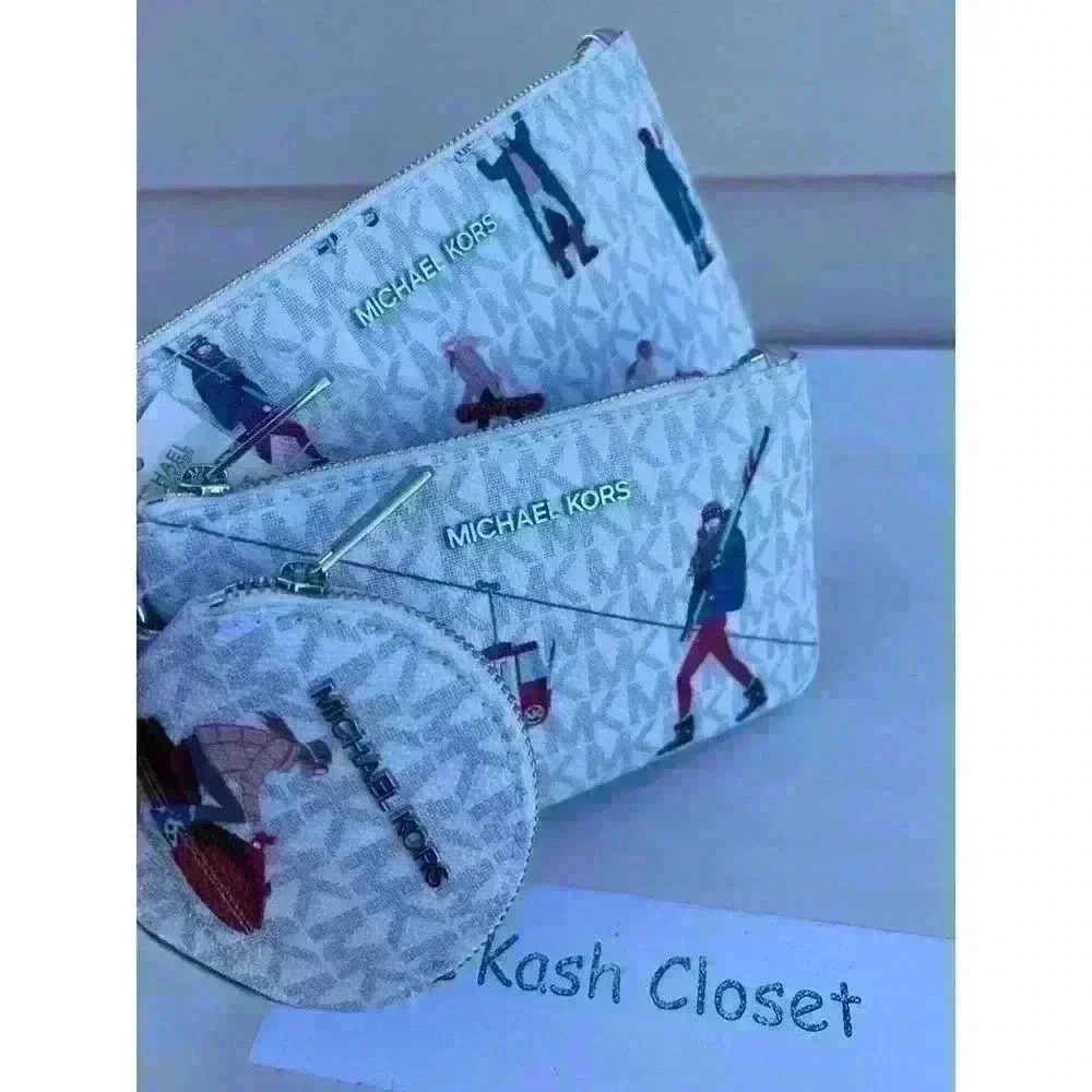 Michael Kors Wristlet MK Ski Print Jet Set Girl's Trio Wallet Set